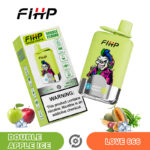 Close-up of FIHP 40k Puffs LCD display showing real-time battery life and e-liquid levels for European vapers