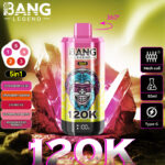 Wholesale bulk packaging box for Bang Legend 120000 Puffs, showing the 10pcs display box