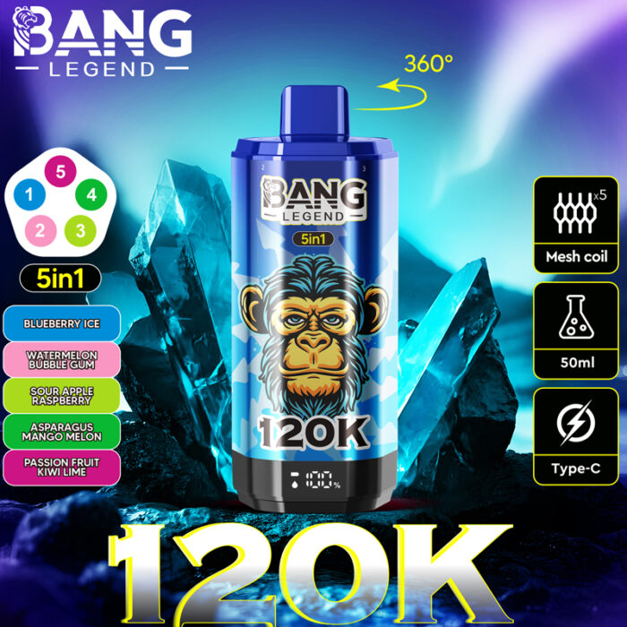 bang bars vape Best Legend 120000 Puffs 5-in-1 Multi Flavor Color:Space Conqueror how to turn on Colour=Green