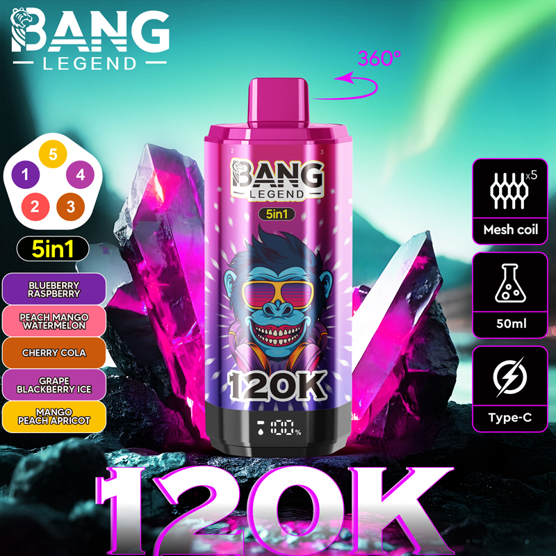 Best Bang Legend 120000 Puffs Disposable Vape 5 in 1 multi flavor switching device.