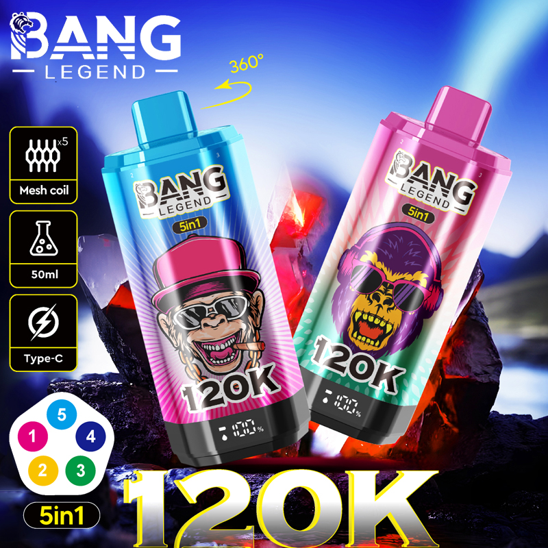 Bang Legend 120000 Puffs Disposable Vape - 5-in-1 multi-flavor switching device.