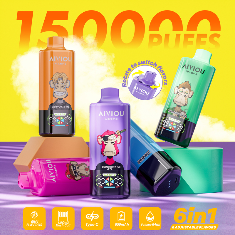 WASPE 150000 Puffs 6-in-1 bulk disposable vape wholesale Europe - 150,000 puffs multi-flavor device