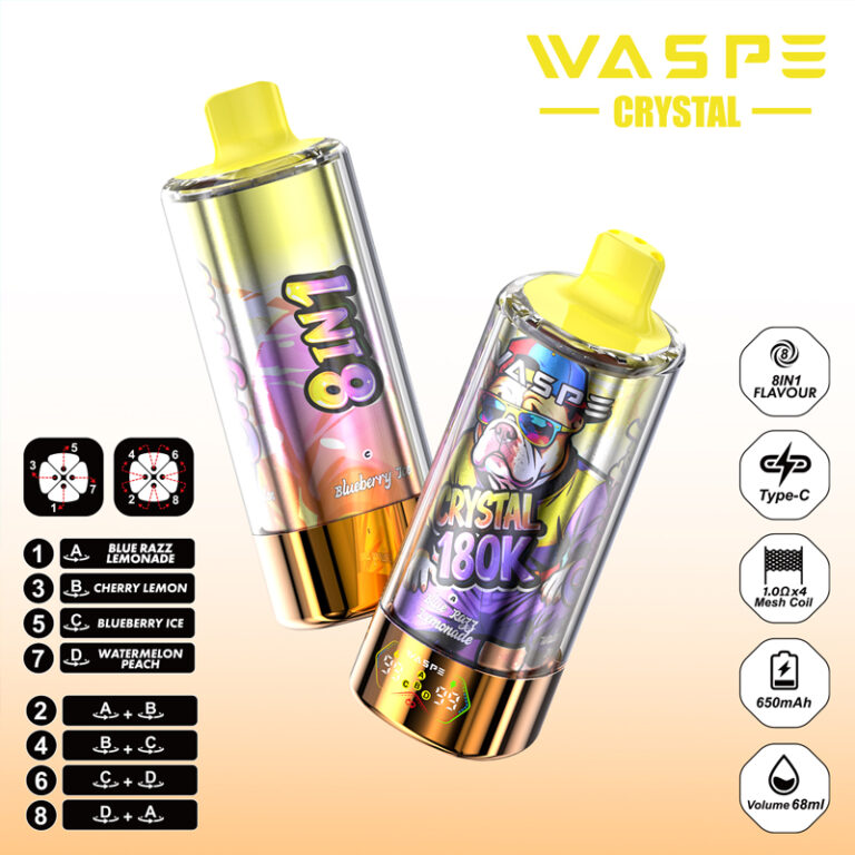 WASPE Crystal 180K 8-in-1 flavor switch Bulk Disposable Vape Wholesale